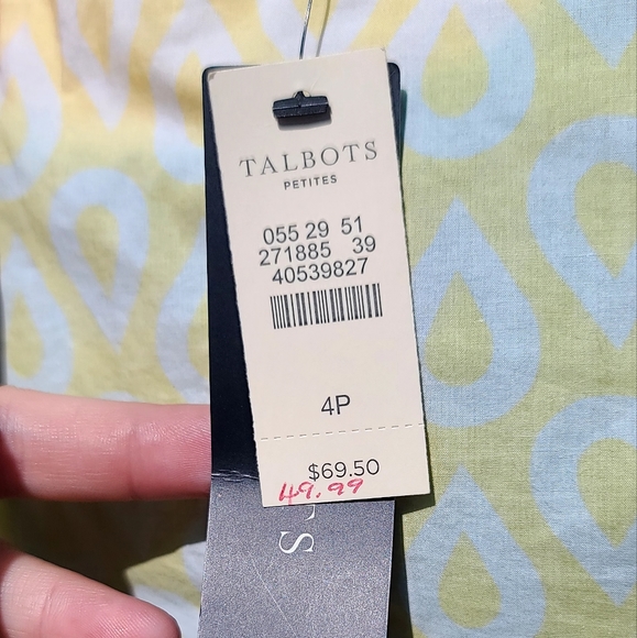 NWT Talbots yellow summer blouse - Picture 8 of 8